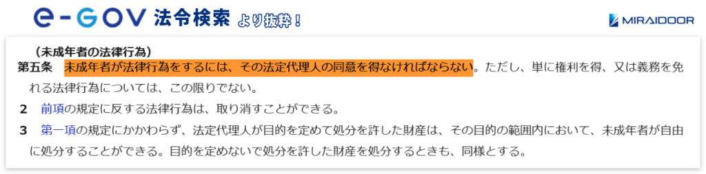 民法第5条(未成年者の法律行為)