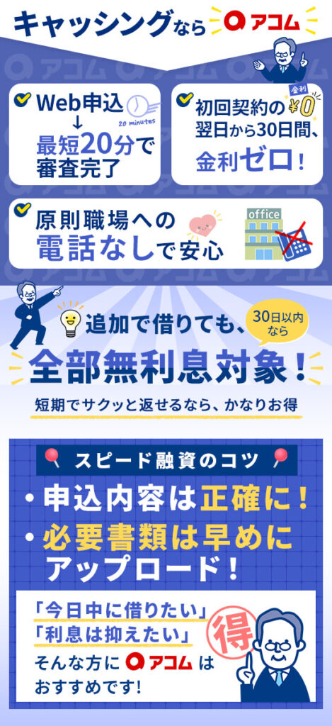 キャッシングにおすすめのカードローン「アコム」